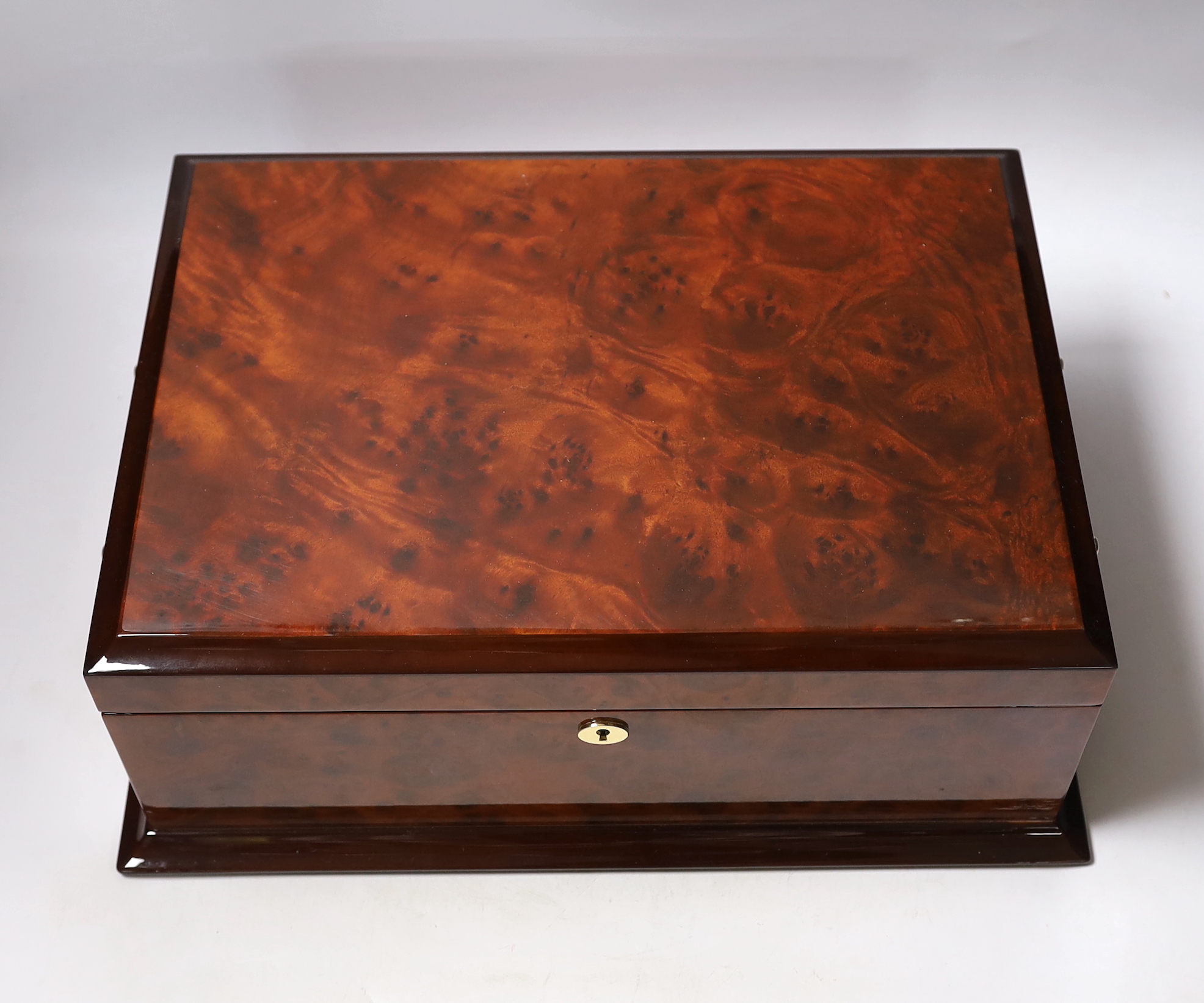 Hillwood London, a burr walnut games compendium, 41cm wide